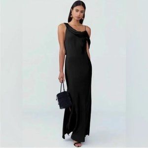 Fame and Partners Francois Black Maxi Slip Dress (Black, Size 0)